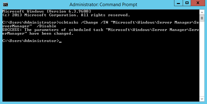 Отключение автозапуска Server Manager в Windows Server 2012 R2