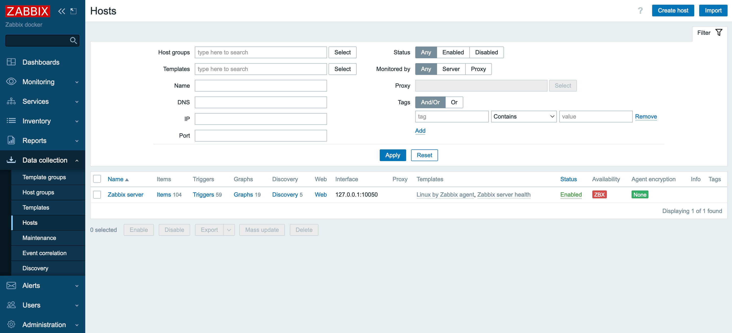 Установка Zabbix с использованием Docker Compose