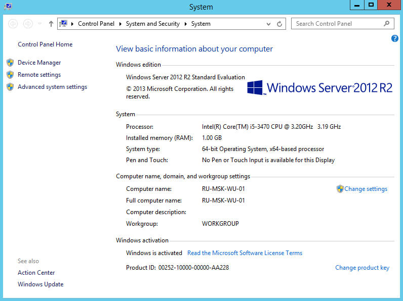 Базовая настройка Windows Server 2012 R2