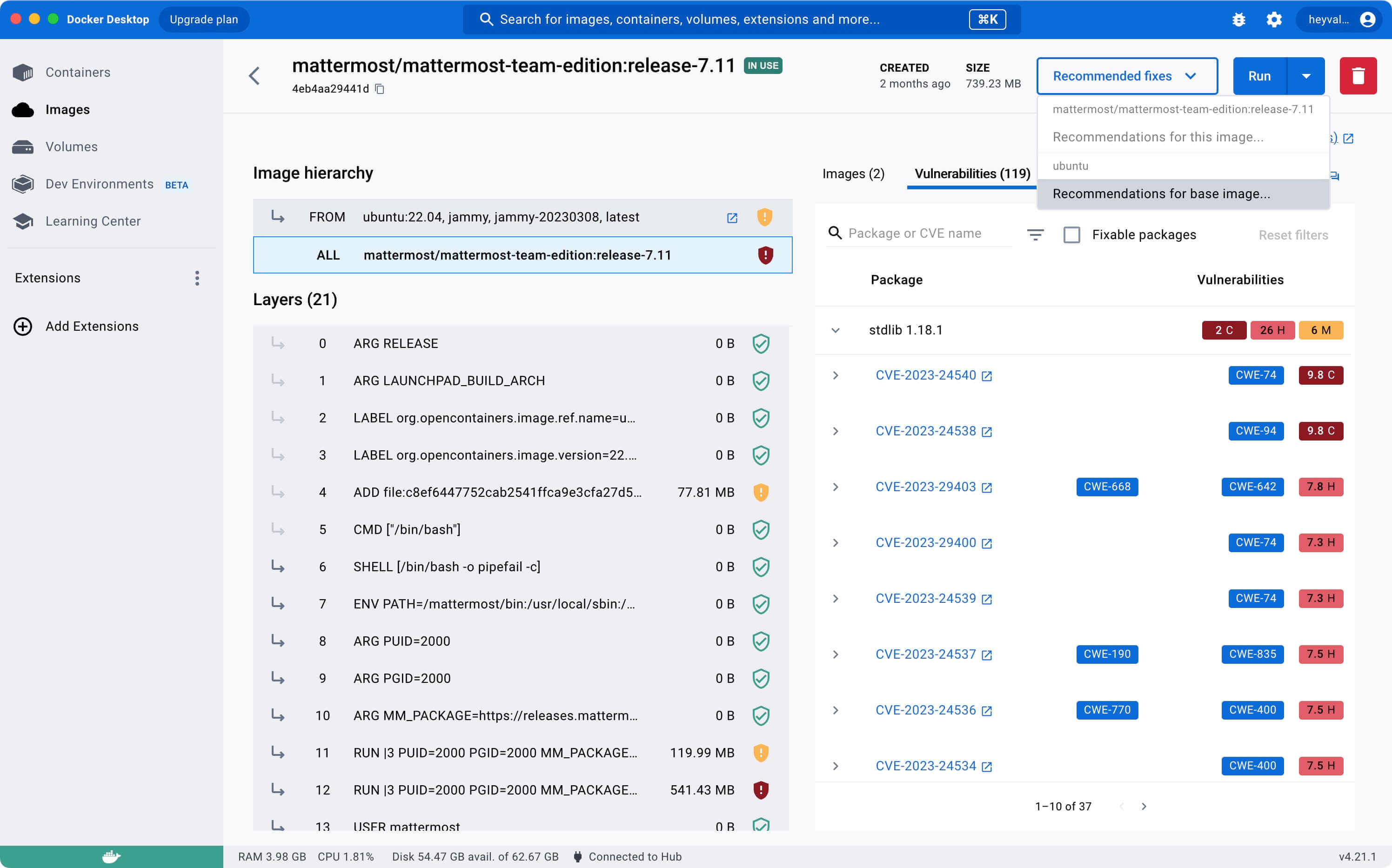 Изучение Docker Scout с помощью Docker Desktop GUI и CLI