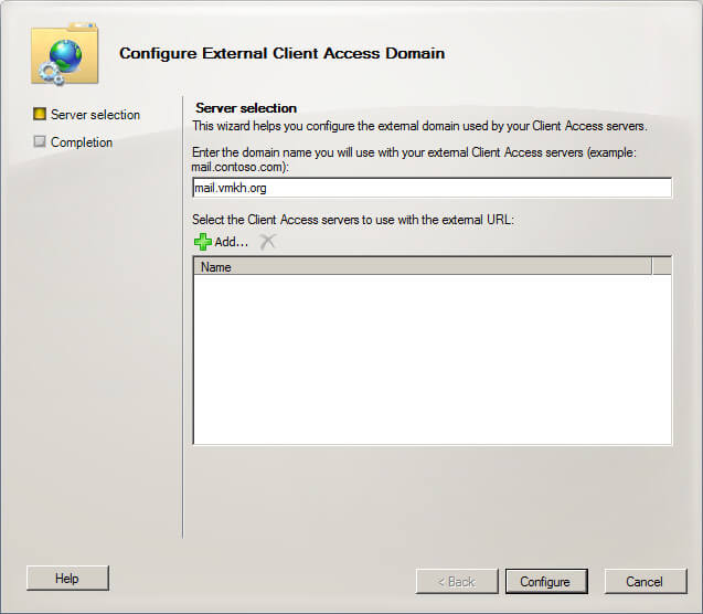 Настройка Exchange Server 2010