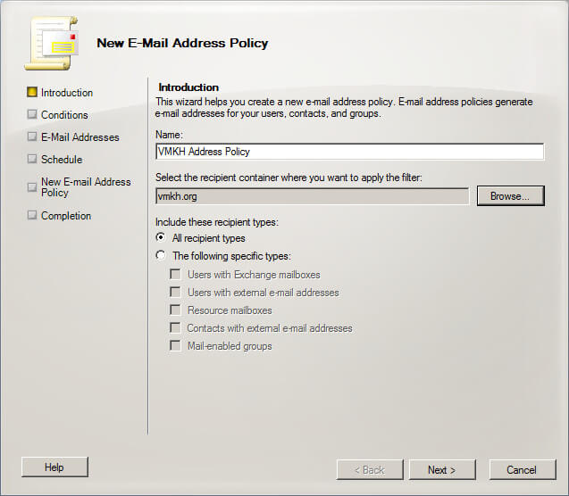 Настройка Exchange Server 2010