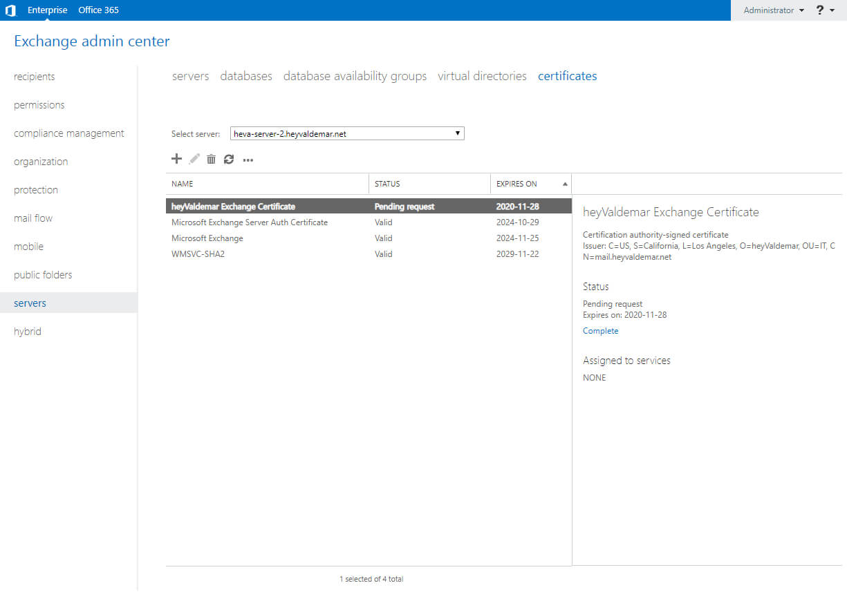 Настройка Exchange Server 2019