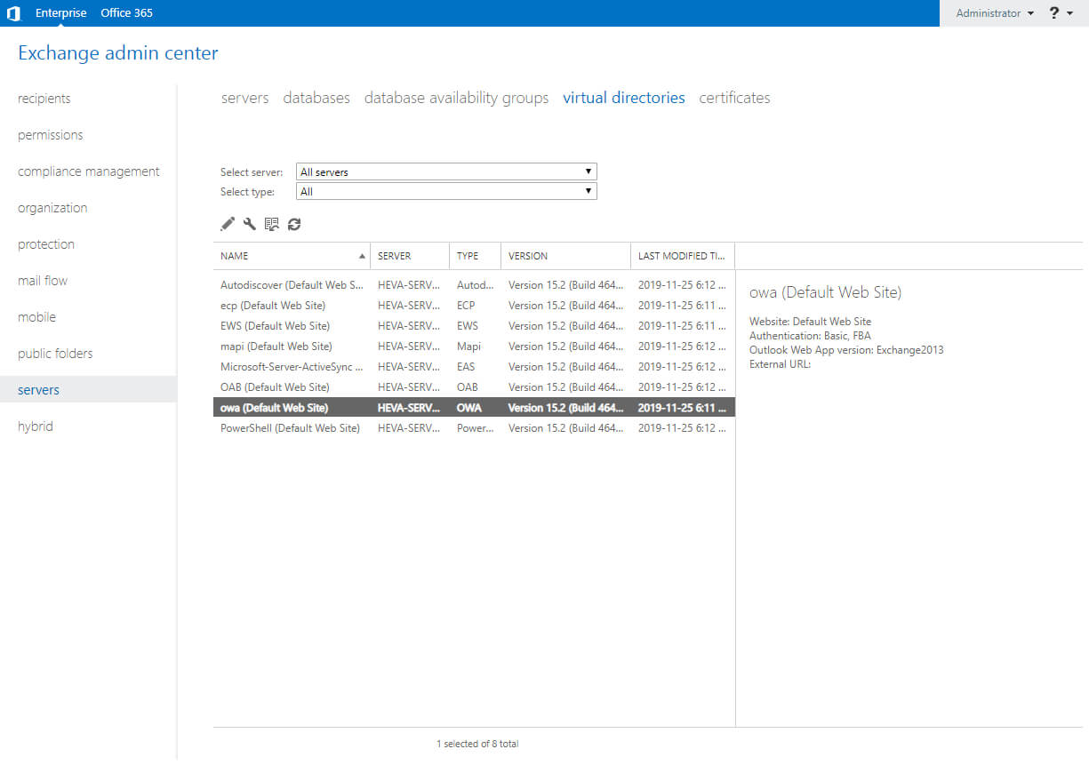 Настройка Exchange Server 2019