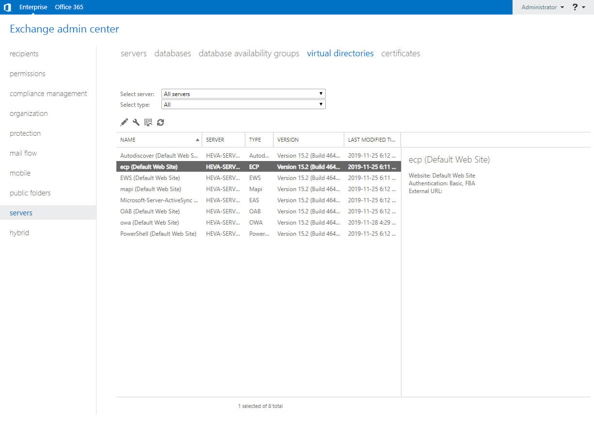 Настройка Exchange Server 2019