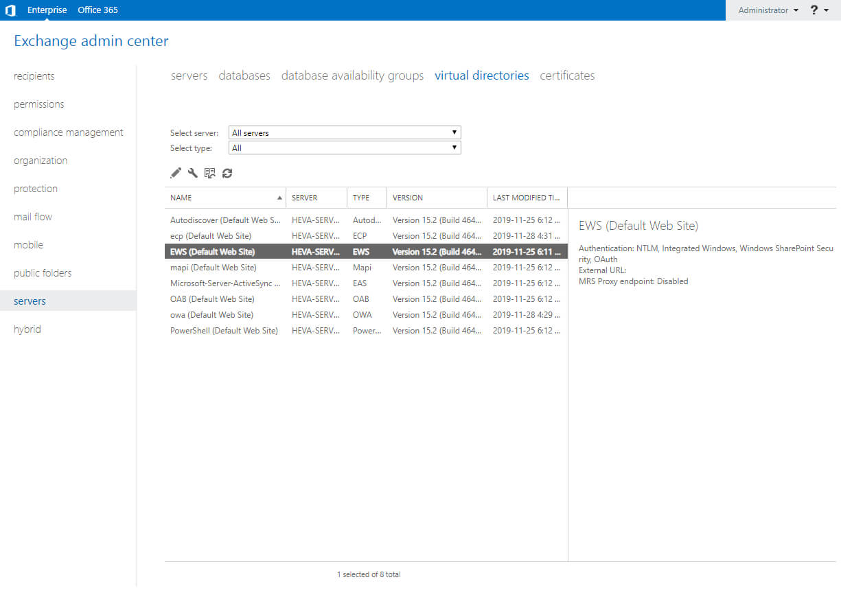 Настройка Exchange Server 2019