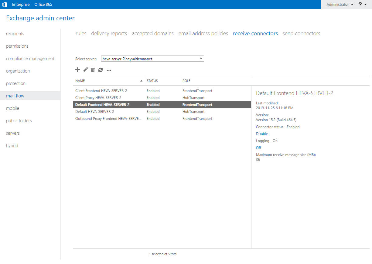 Настройка Exchange Server 2019