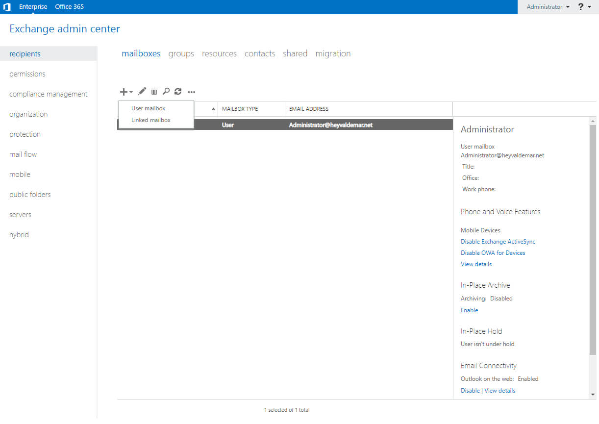 Настройка Exchange Server 2019