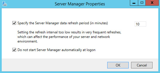 Отключение автозапуска Server Manager в Windows Server 2012 R2