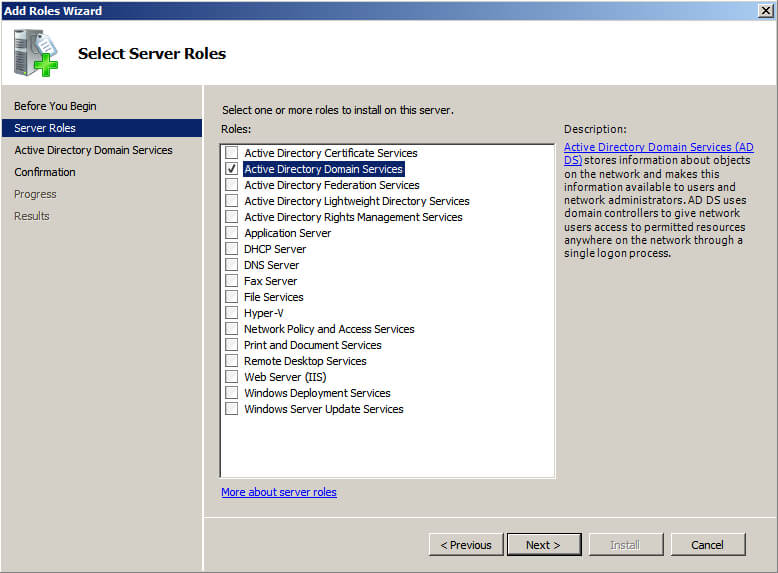 Установка Active Directory Domain Services на Windows Server 2008 R2