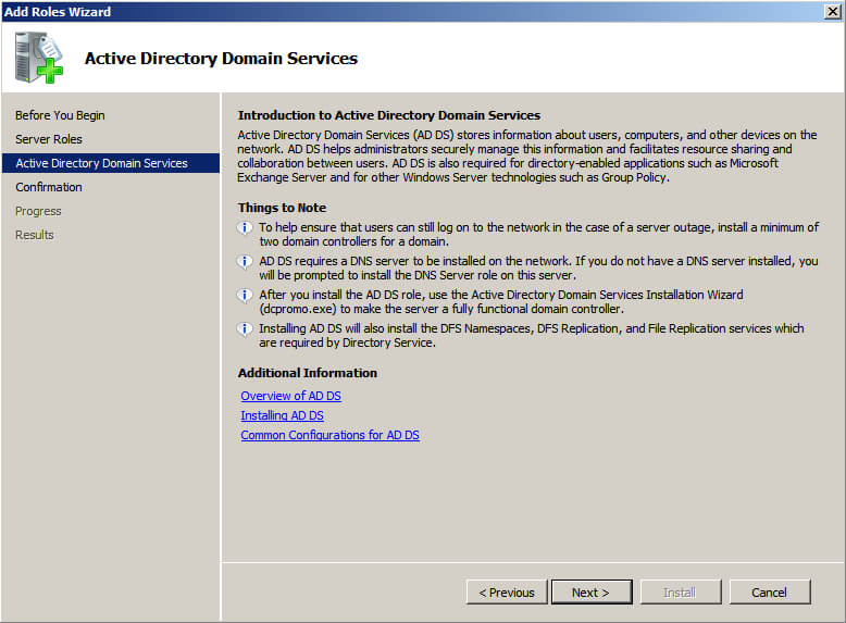 Установка Active Directory Domain Services на Windows Server 2008 R2