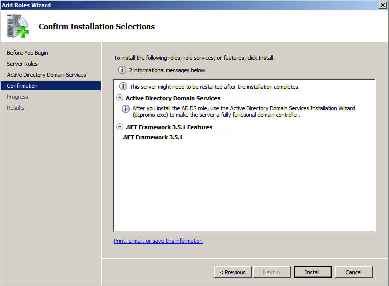 Установка Active Directory Domain Services на Windows Server 2008 R2