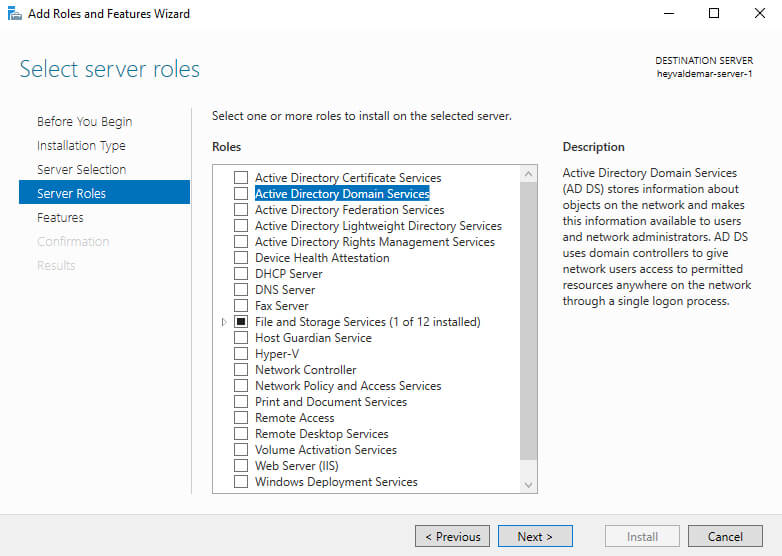 Установка Active Directory Domain Services на Windows Server 2019