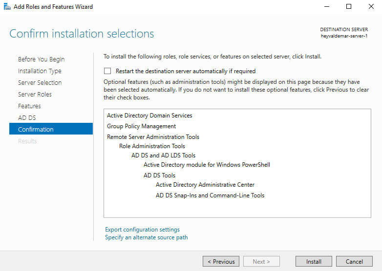 Установка Active Directory Domain Services на Windows Server 2019