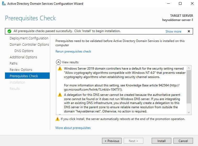 Установка Active Directory Domain Services на Windows Server 2019