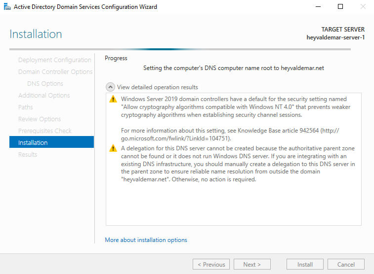 Установка Active Directory Domain Services на Windows Server 2019