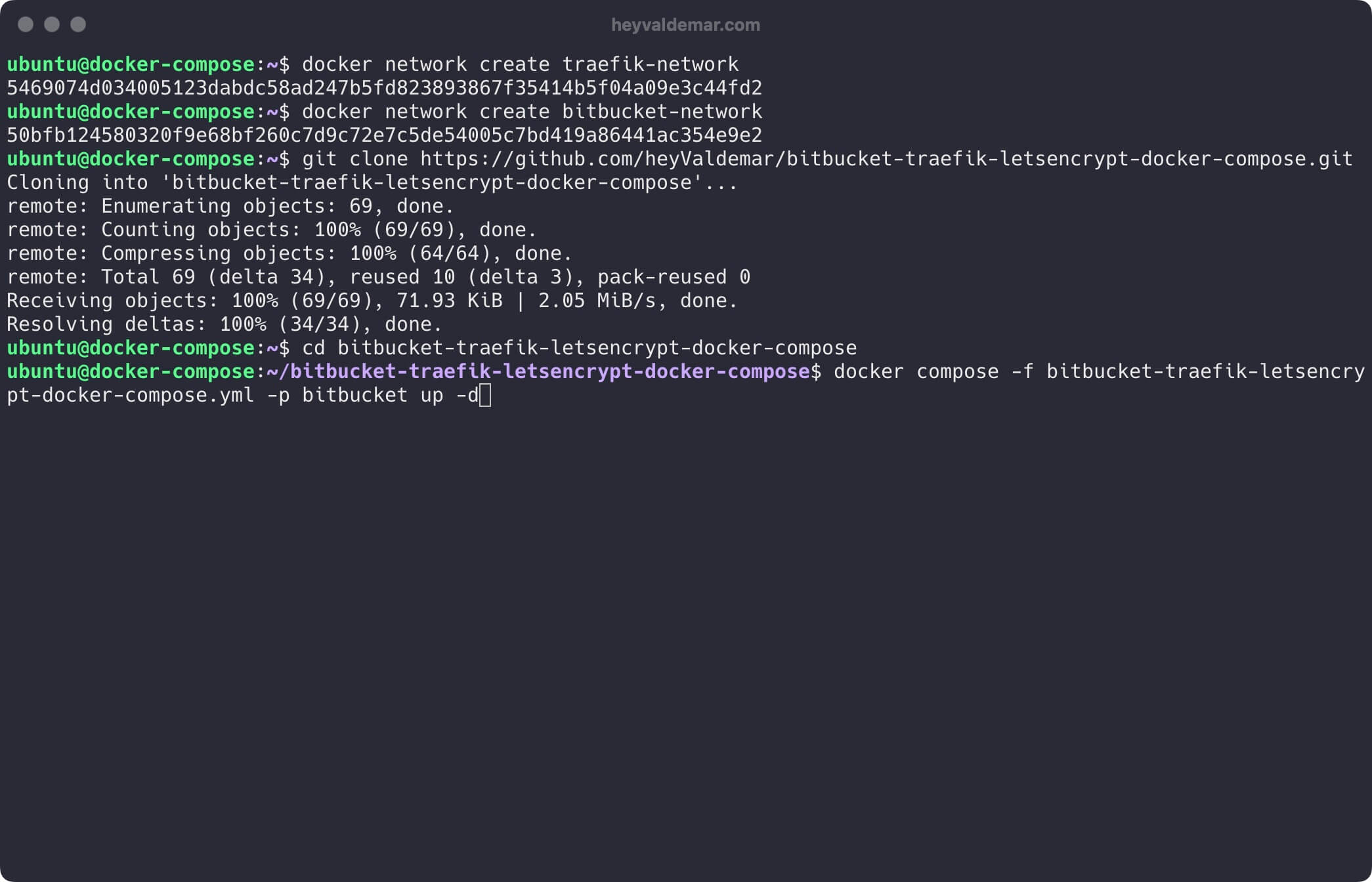 Установка Bitbucket с использованием Docker Compose