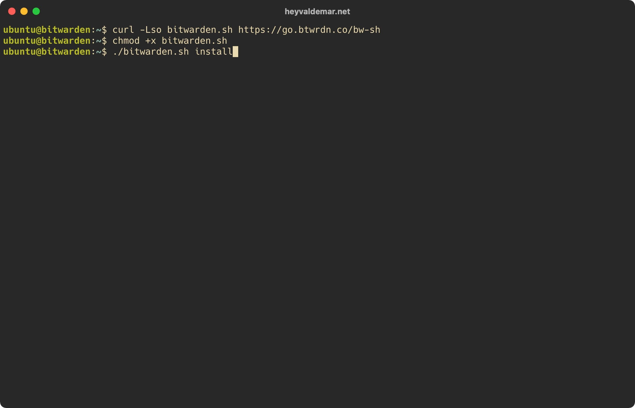 Установка Bitwarden на Ubuntu Server 20.04 LTS