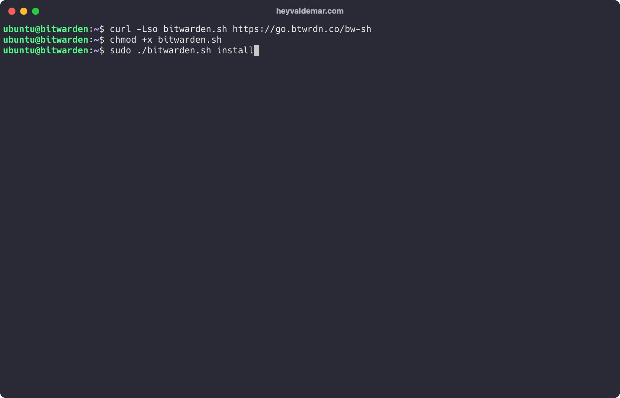 Установка Bitwarden на Ubuntu Server 22.04 LTS