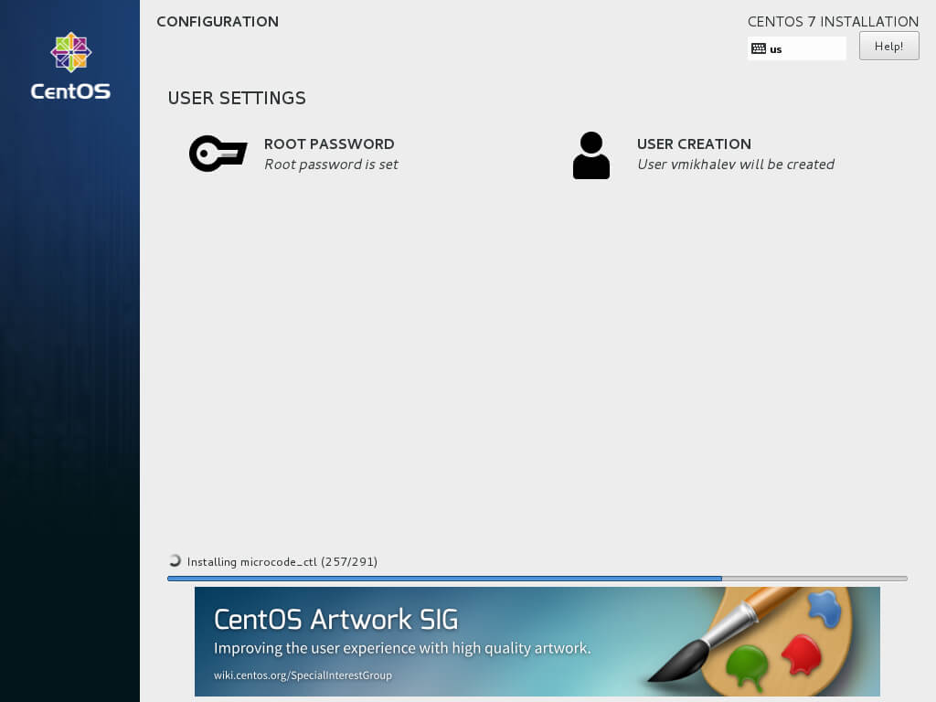 Установка CentOS 7 Minimal