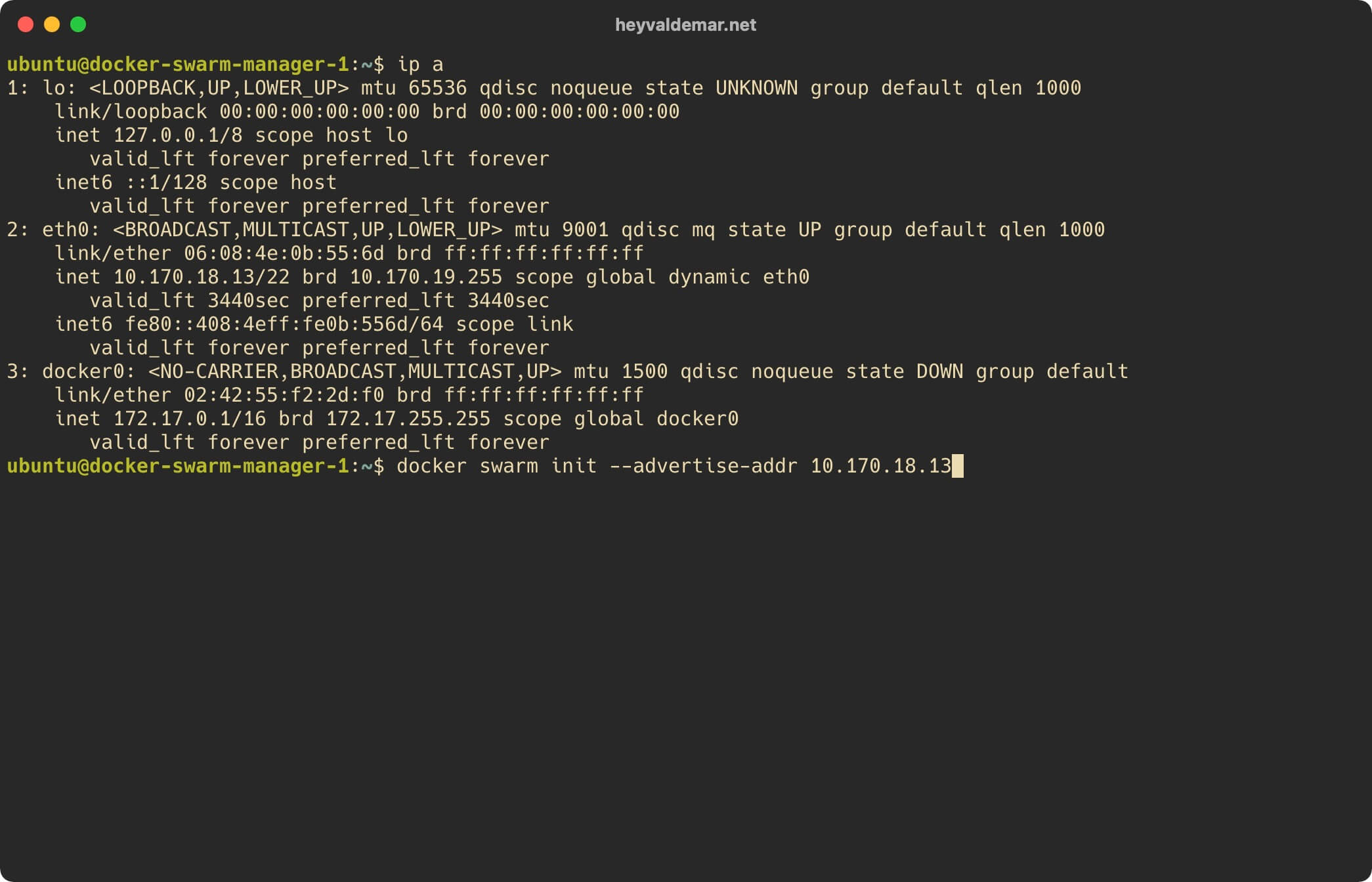 Установка Docker Swarm на Ubuntu Server