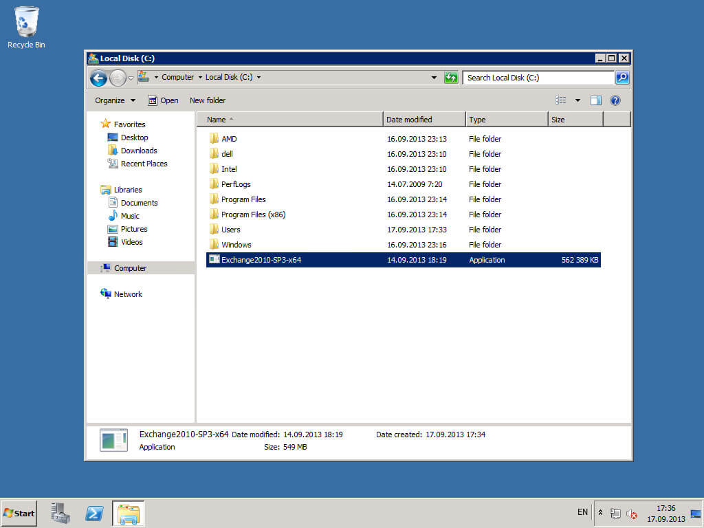 Установка Exchange Server 2010