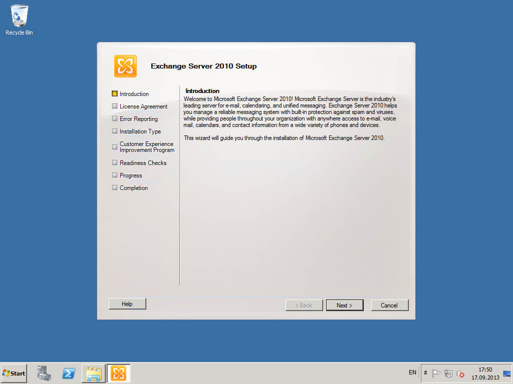 Установка Exchange Server 2010