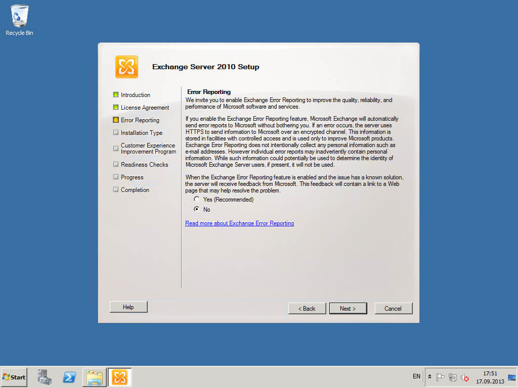 Установка Exchange Server 2010