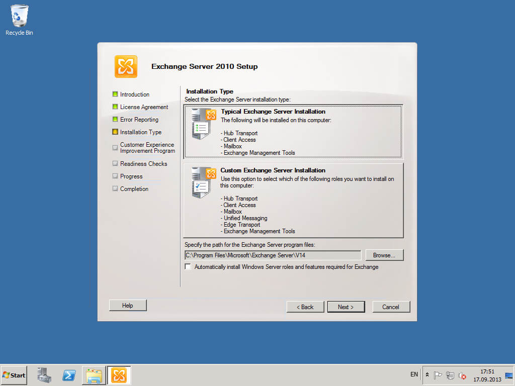 Установка Exchange Server 2010