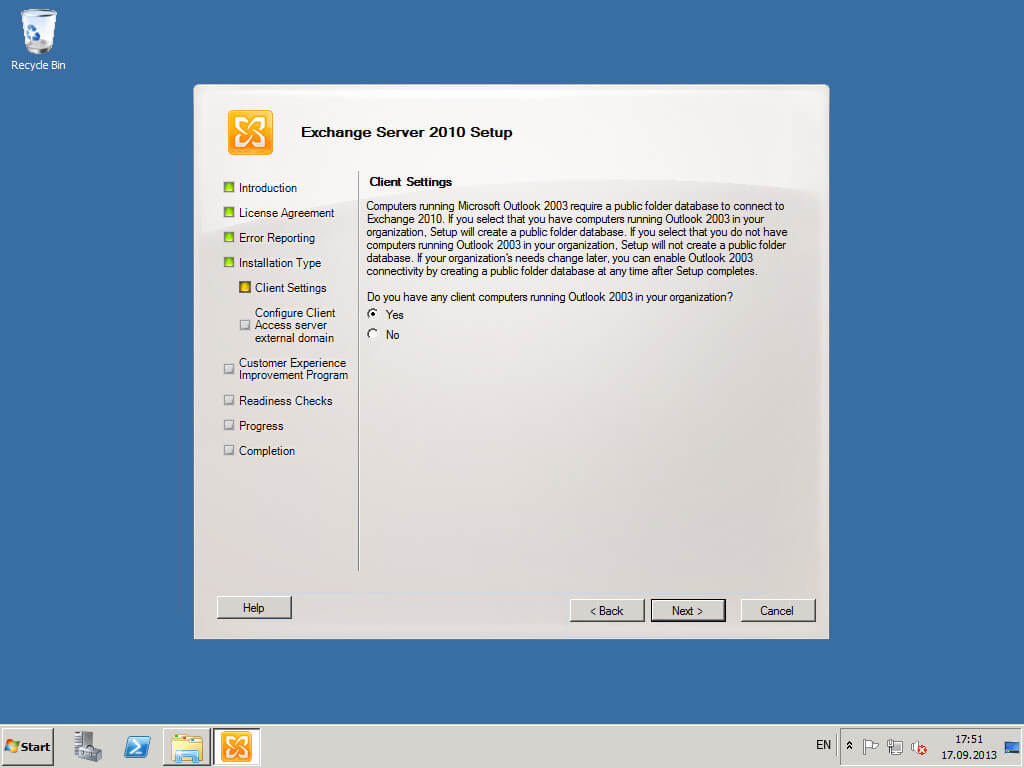 Установка Exchange Server 2010