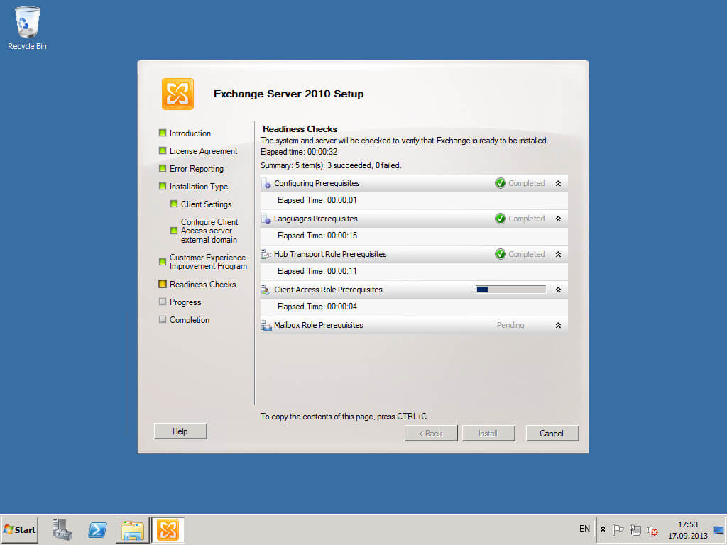 Установка Exchange Server 2010