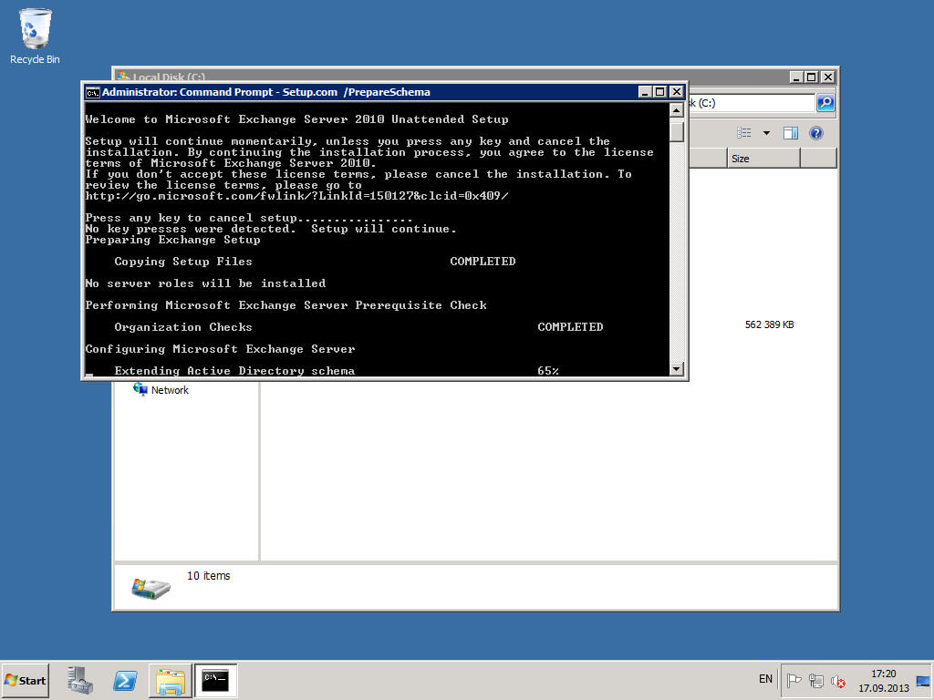 Установка Exchange Server 2010