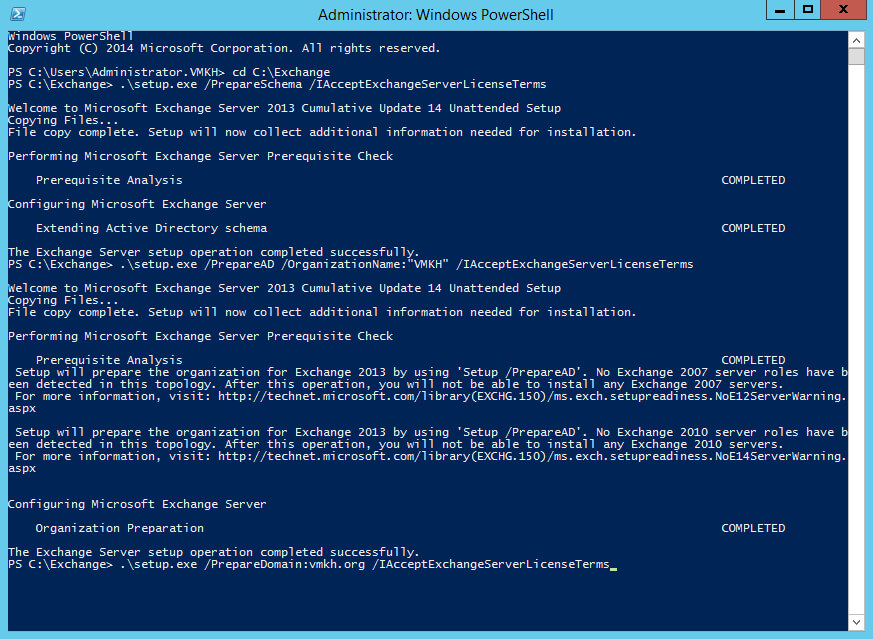 Установка Exchange Server 2013