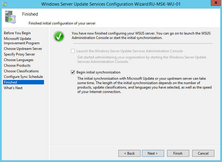 Установка и настройка Windows Server Update Services на Windows Server 2012 R2