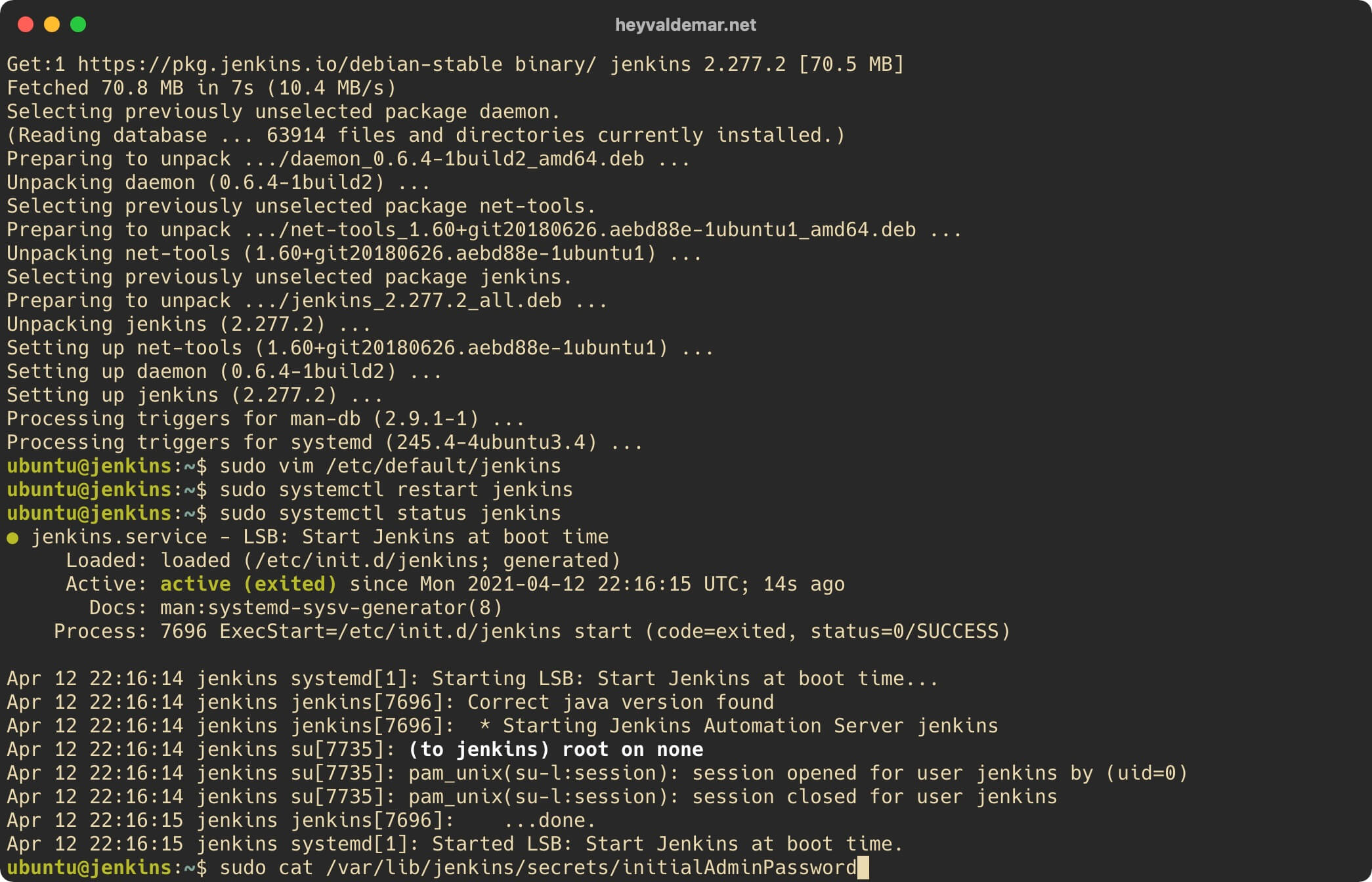 Установка Jenkins на Ubuntu Server