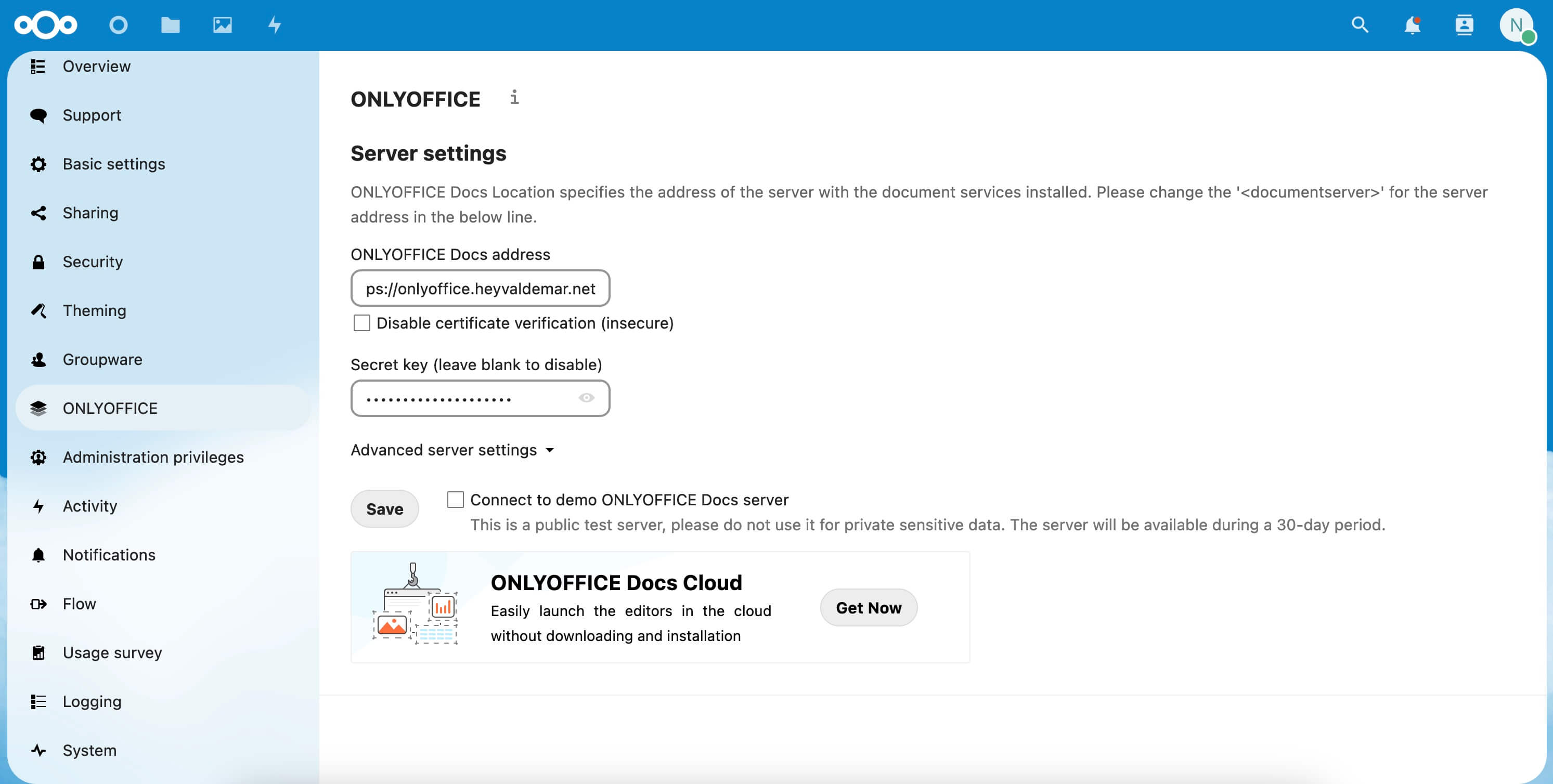 Установка Nextcloud и OnlyOffice с использованием Docker Compose