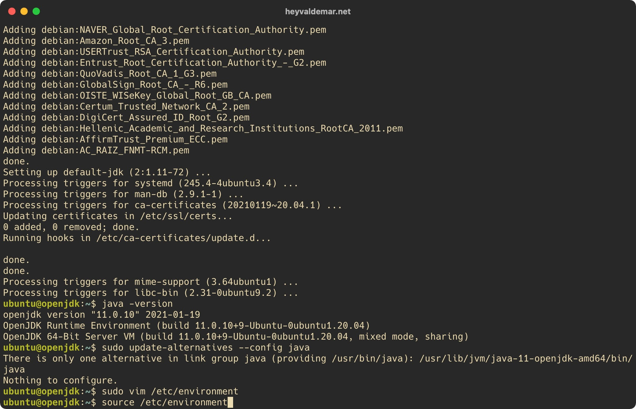 Установка OpenJDK на Ubuntu Server