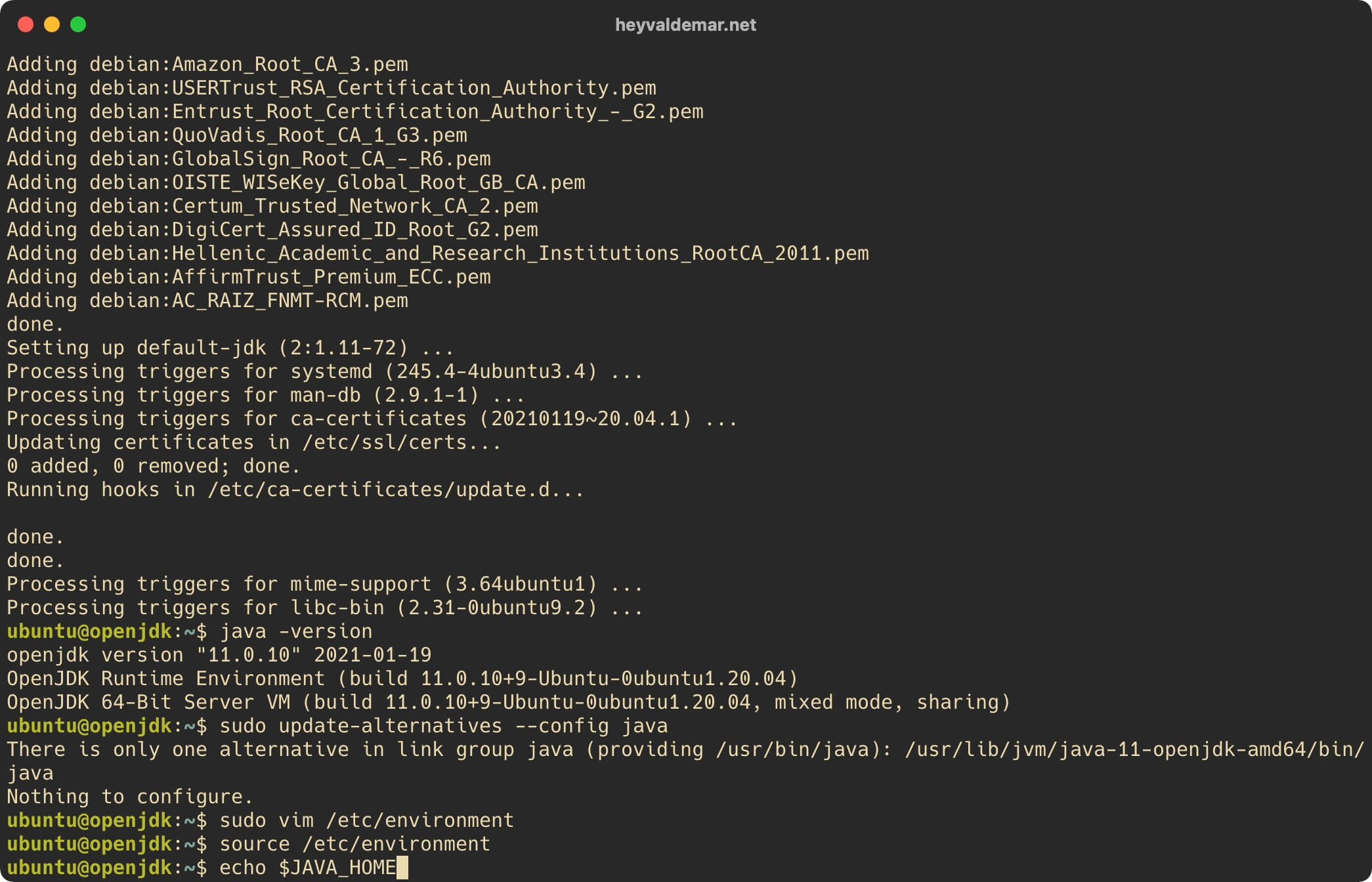 Установка OpenJDK на Ubuntu Server