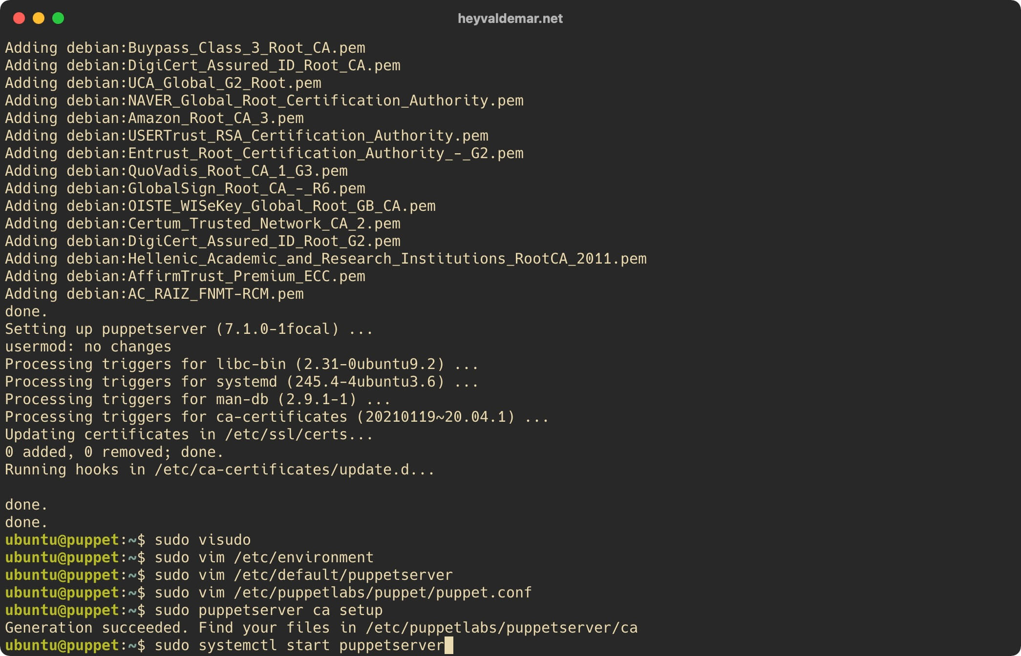 Установка Puppet на Ubuntu Server