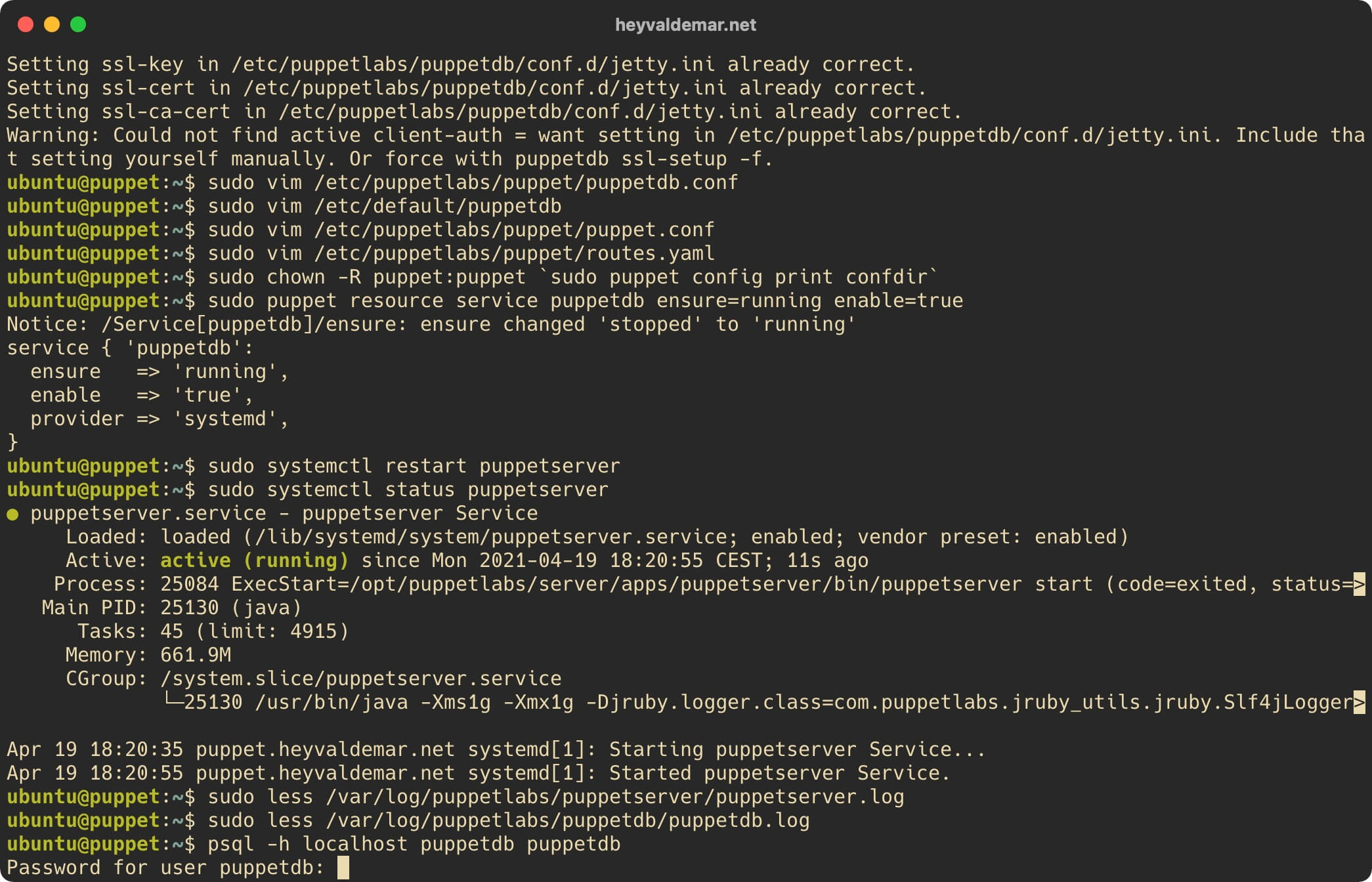 Установка PuppetDB на Ubuntu Server