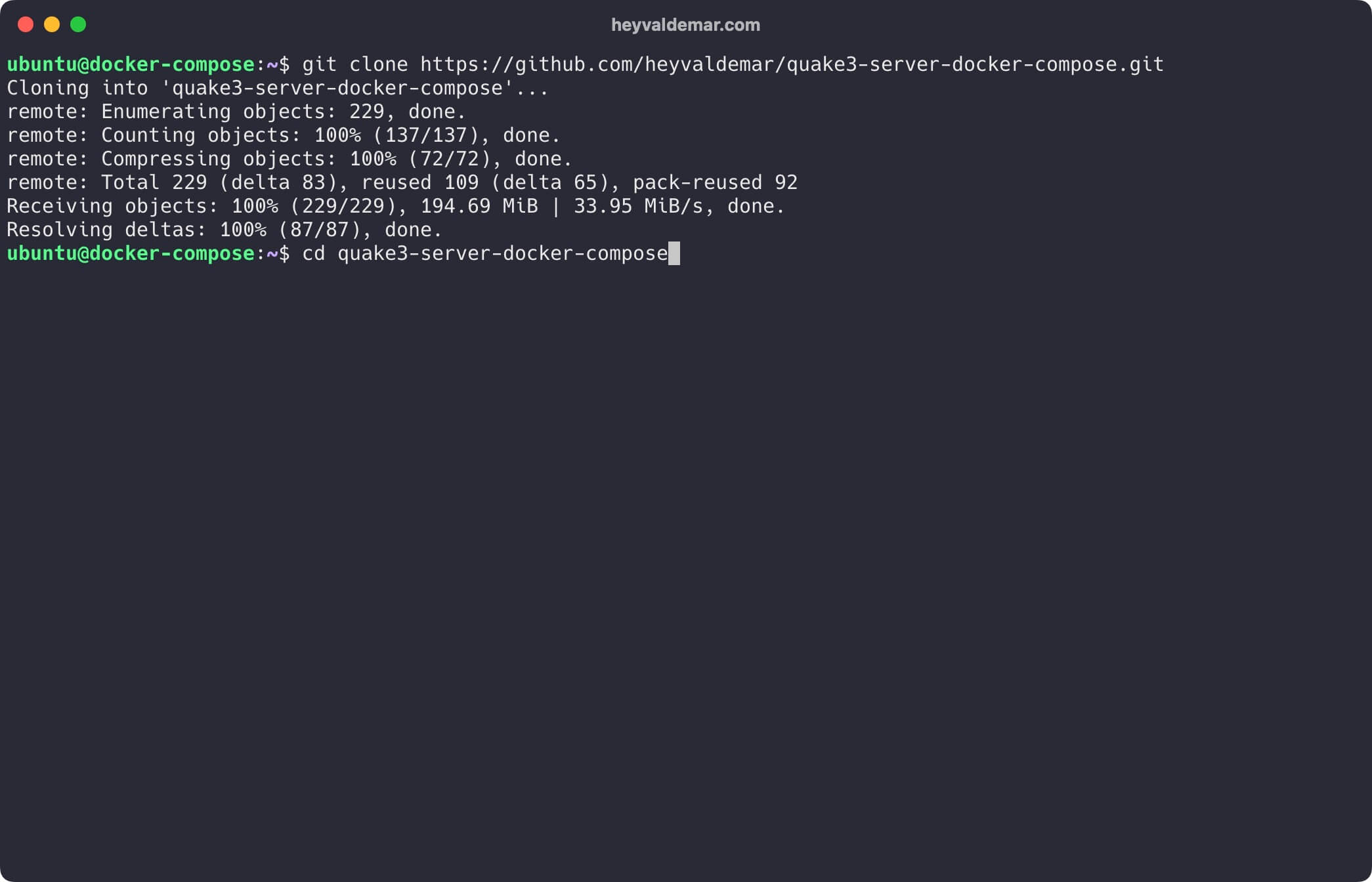 Установка Quake 3 Server с использованием Docker Compose