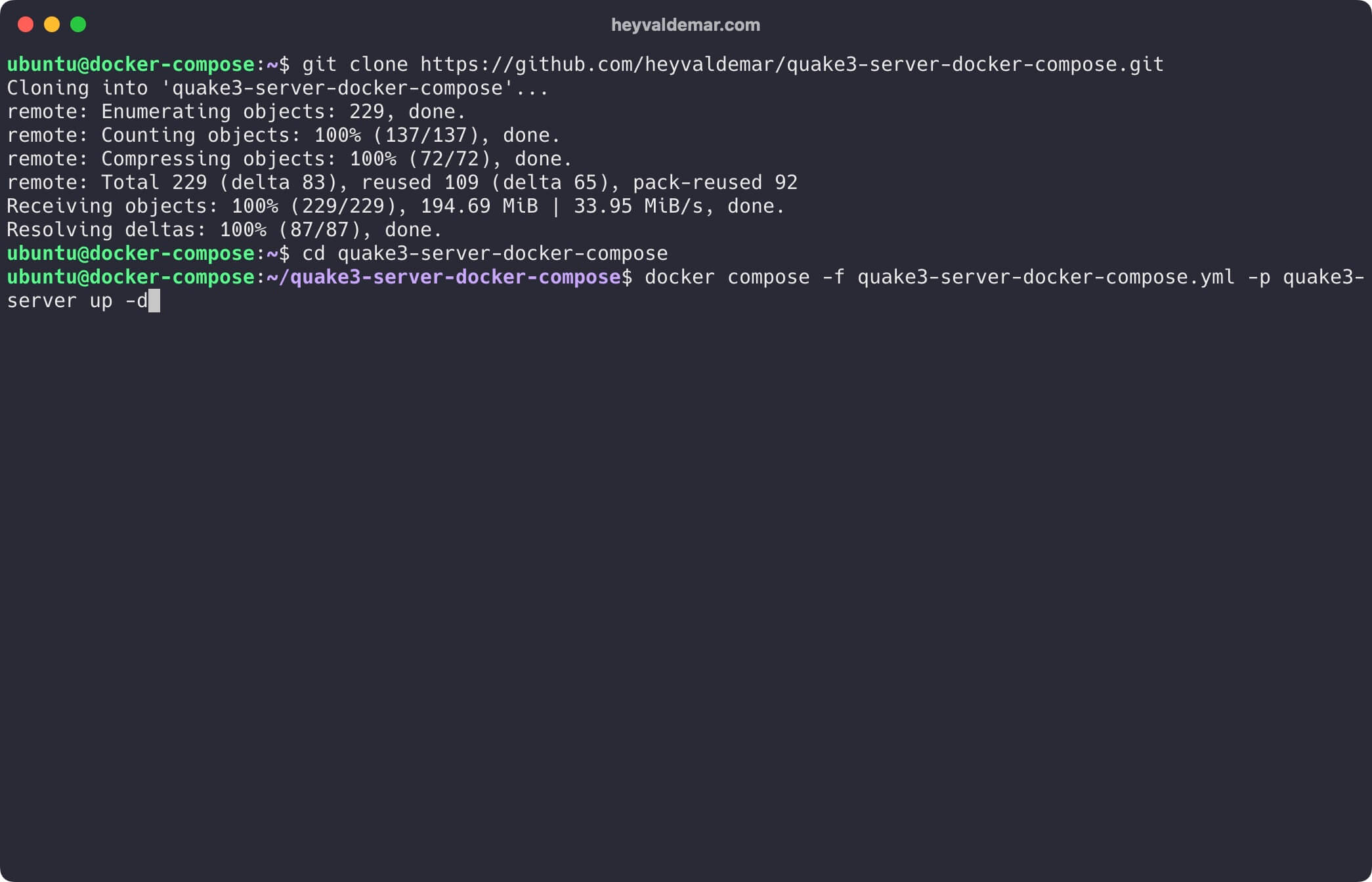 Установка Quake 3 Server с использованием Docker Compose