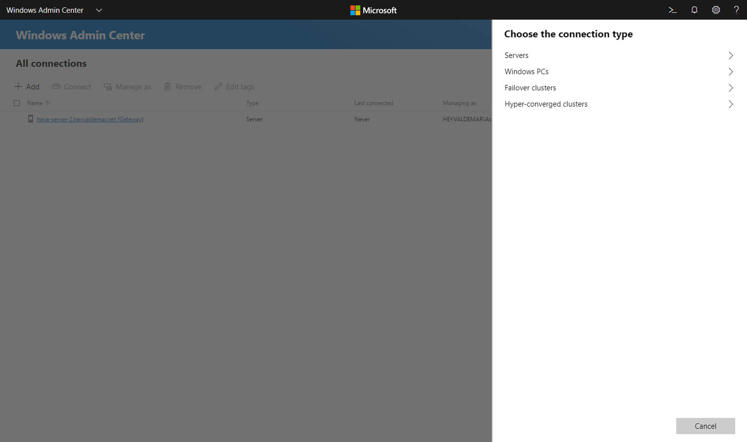 Установка Windows Admin Center на Windows Server 2019 Server