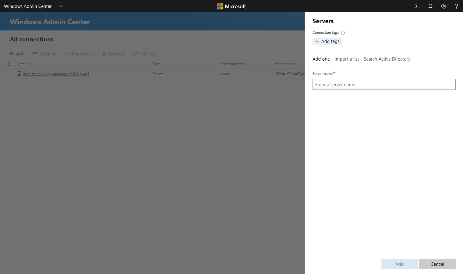 Установка Windows Admin Center на Windows Server 2019 Server