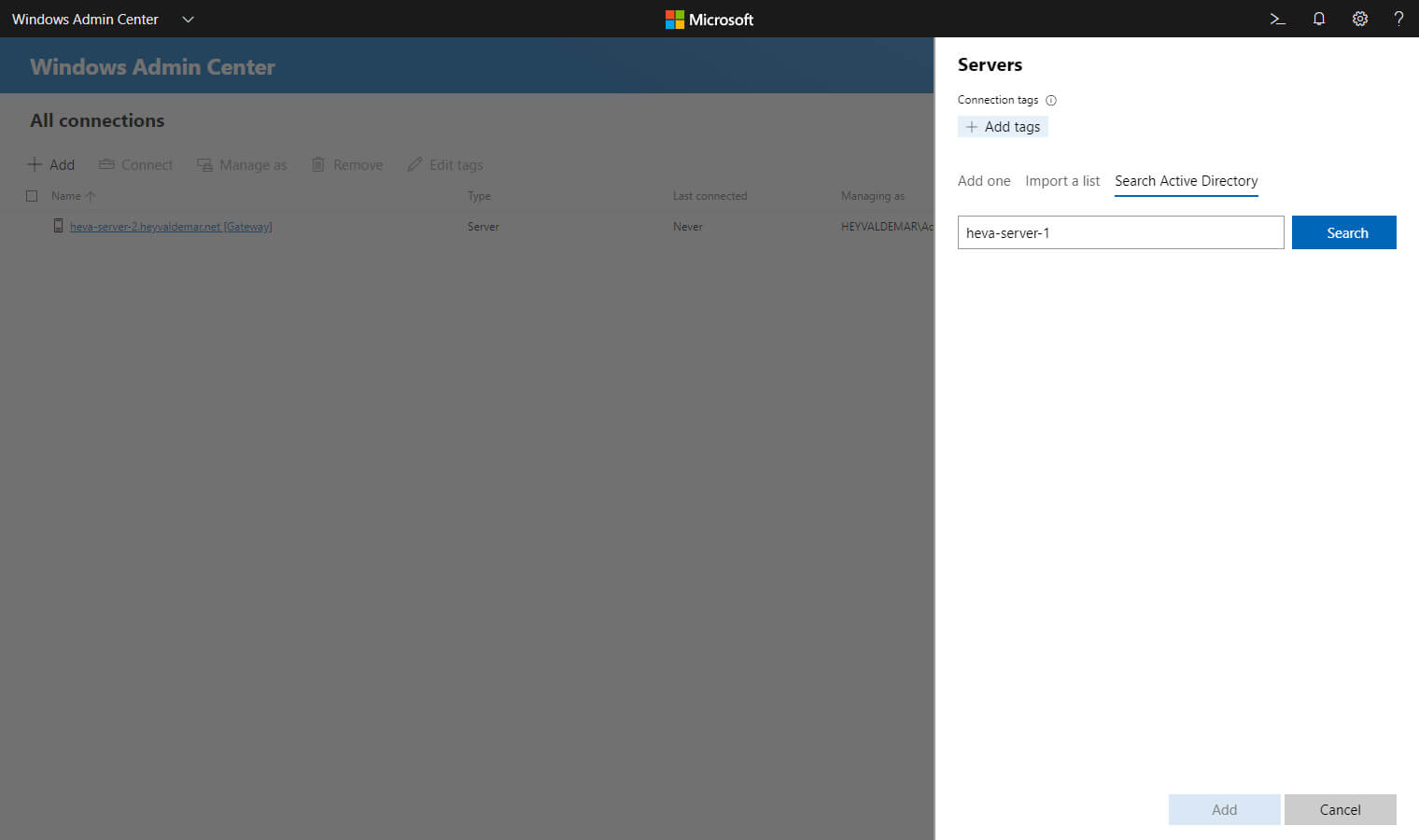 Установка Windows Admin Center на Windows Server 2019 Server