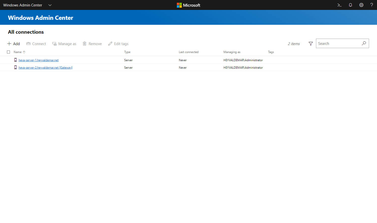 Установка Windows Admin Center на Windows Server 2019 Server