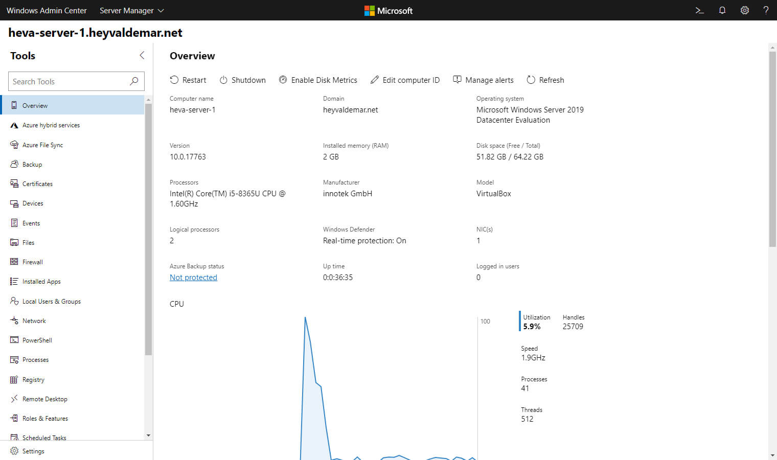 Установка Windows Admin Center на Windows Server 2019 Server