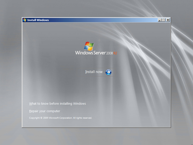 Установка Windows Server 2008 R2