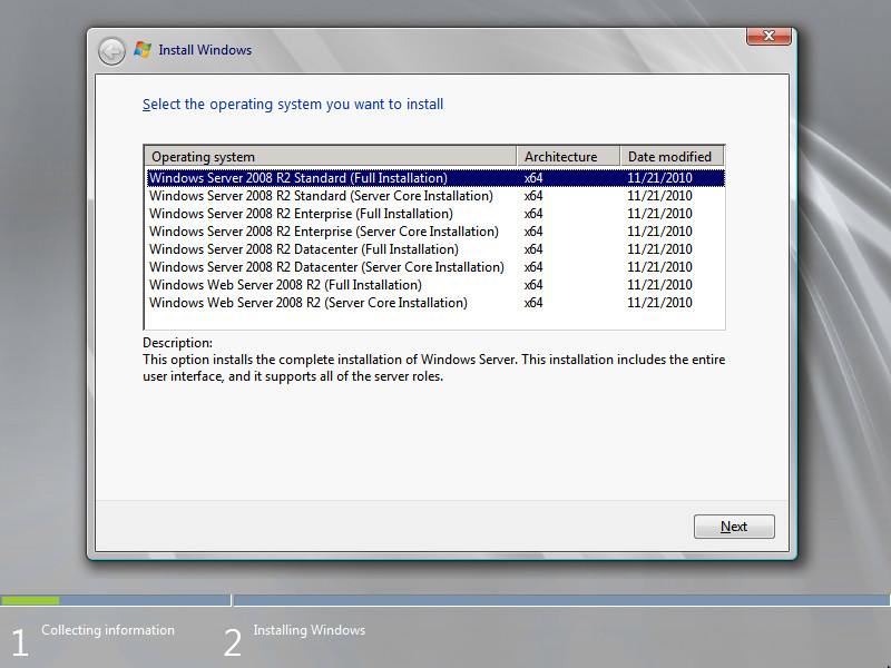 Установка Windows Server 2008 R2