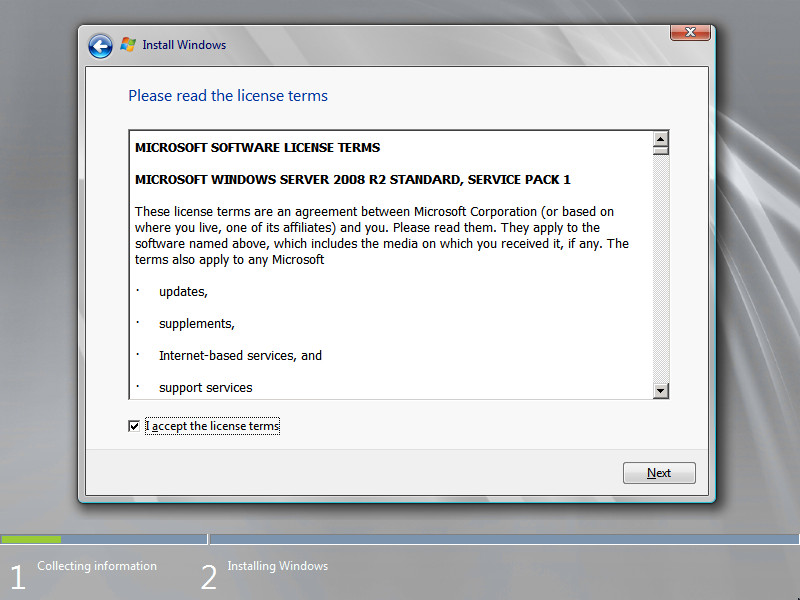 Установка Windows Server 2008 R2